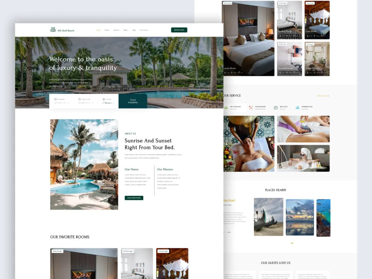 Hill Shell Resort - Hotel Booking WordPress Website