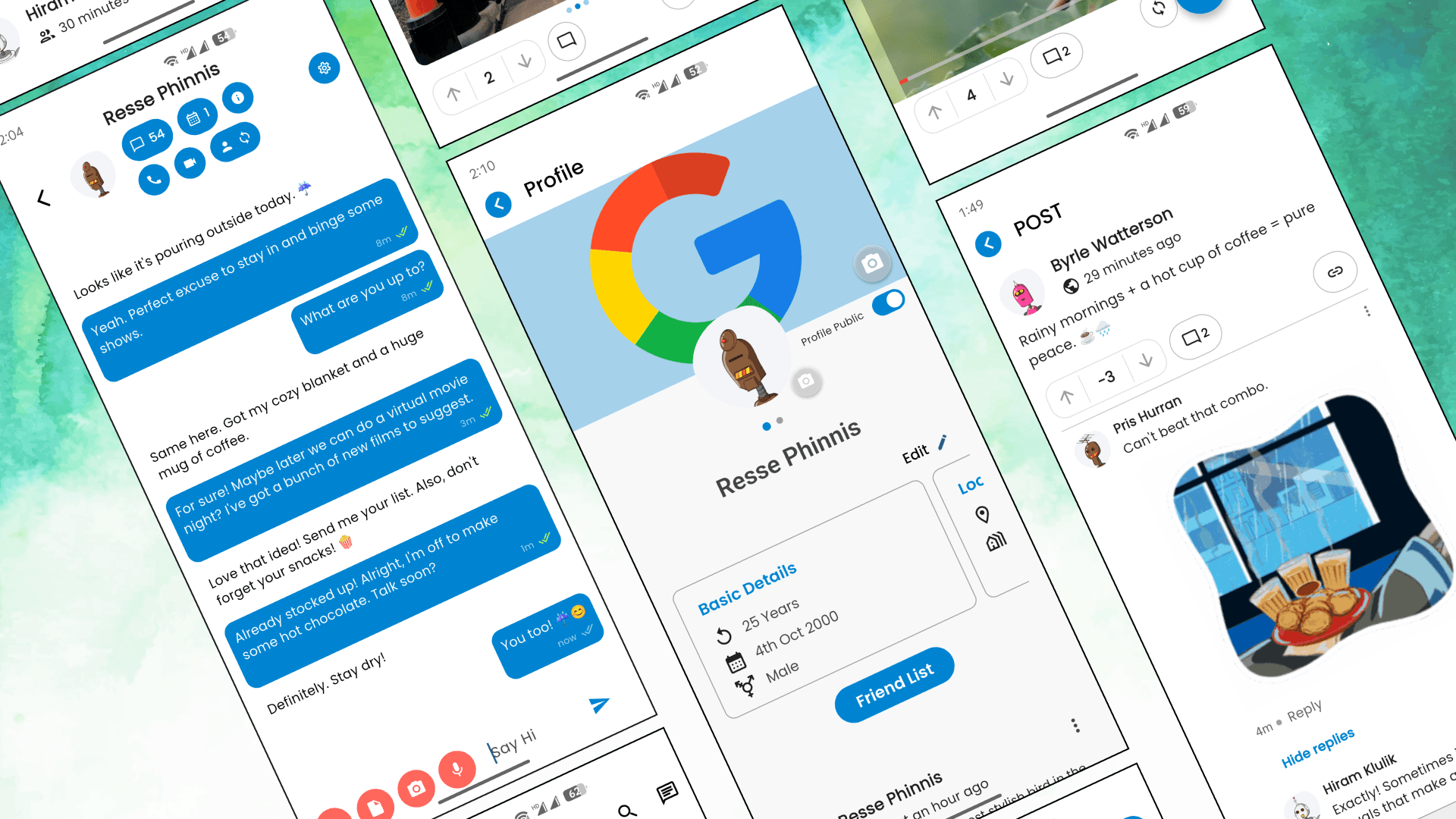 Chat, Profile and Comment Screens